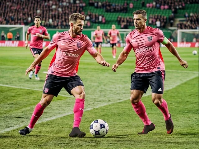 Fußballspieler beim Training auf einem Rasenplatz